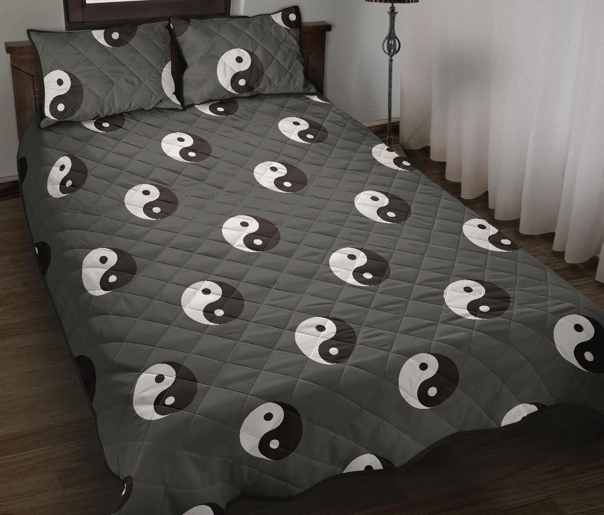 Yin Yang Pattern Print Bed Set Quilt-grizzshop