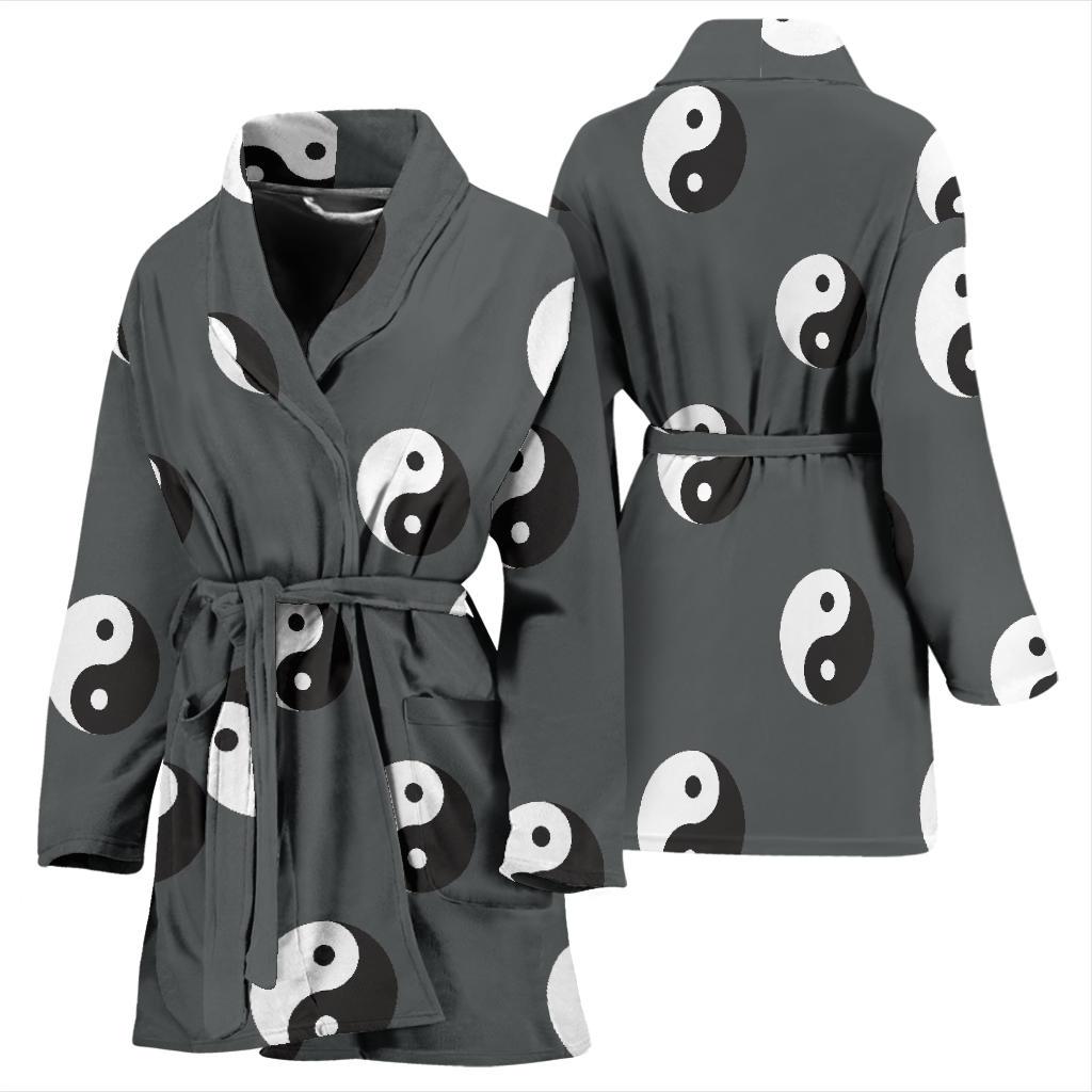 Yin Yang Pattern Print Women Long Robe-grizzshop