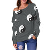 Yin Yang Pattern Print Women Off Shoulder Sweatshirt-grizzshop