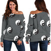 Yin Yang Pattern Print Women Off Shoulder Sweatshirt-grizzshop