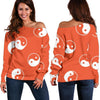 Yin Yang Print Pattern Women Off Shoulder Sweatshirt-grizzshop
