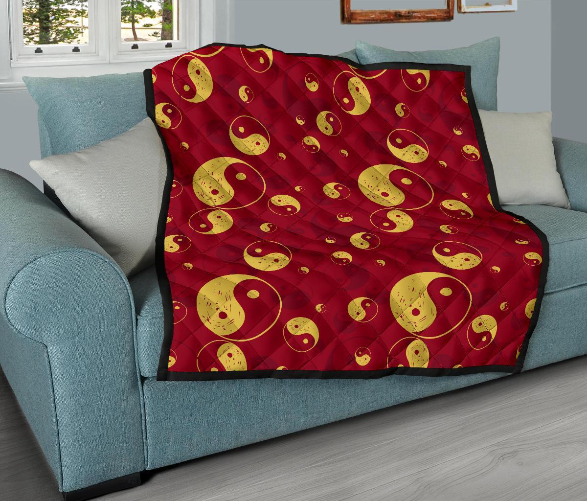 Yin Yang Red Pattern Print Quilt-grizzshop