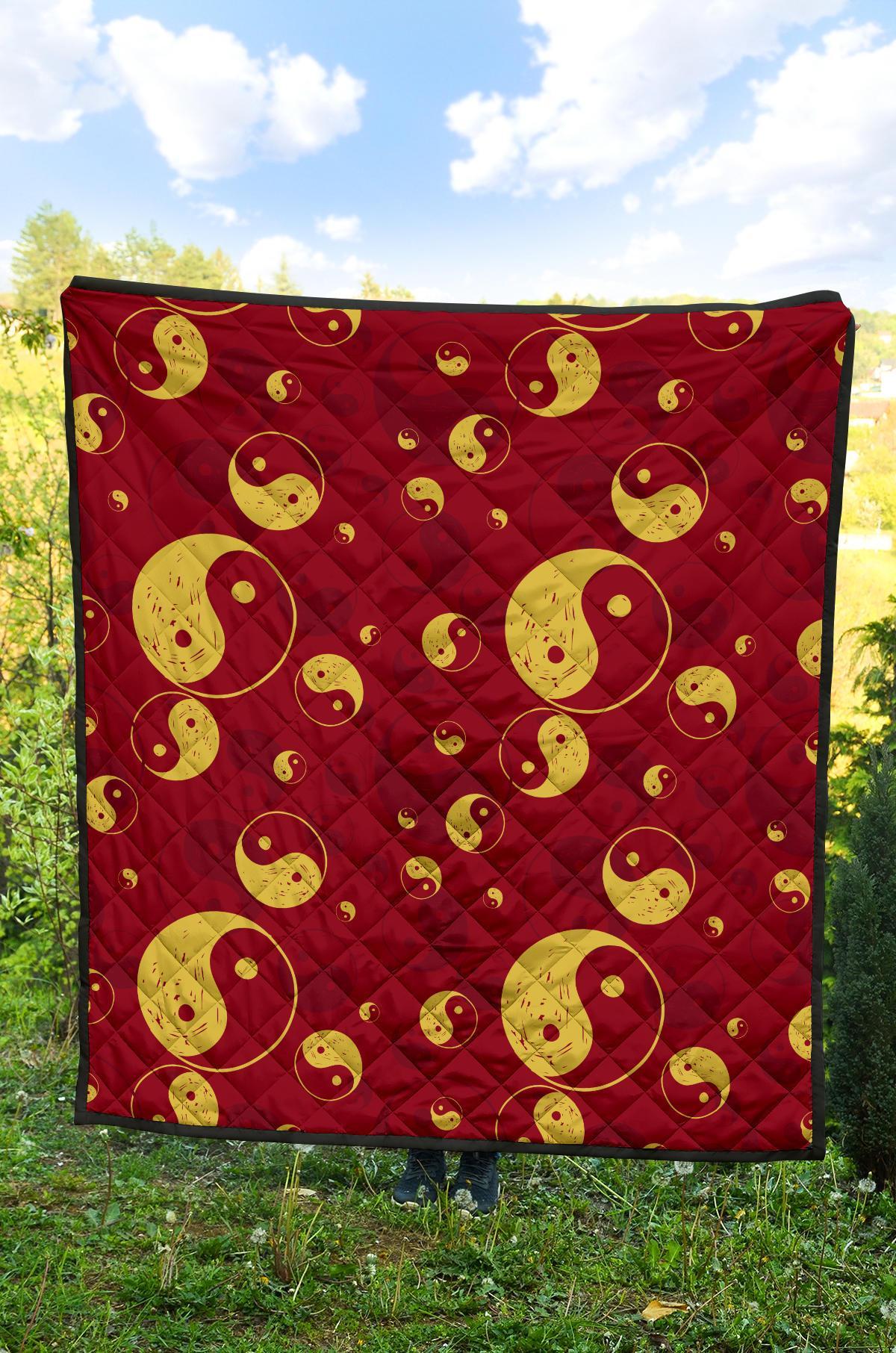 Yin Yang Red Pattern Print Quilt-grizzshop