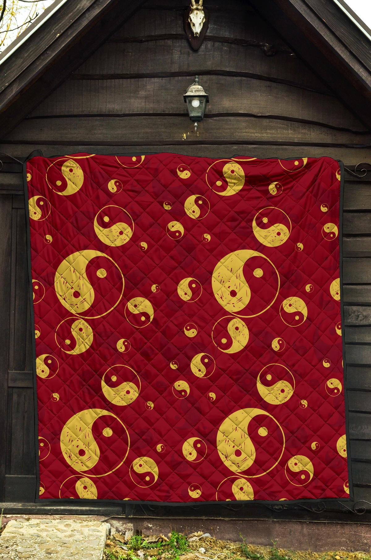 Yin Yang Red Pattern Print Quilt-grizzshop