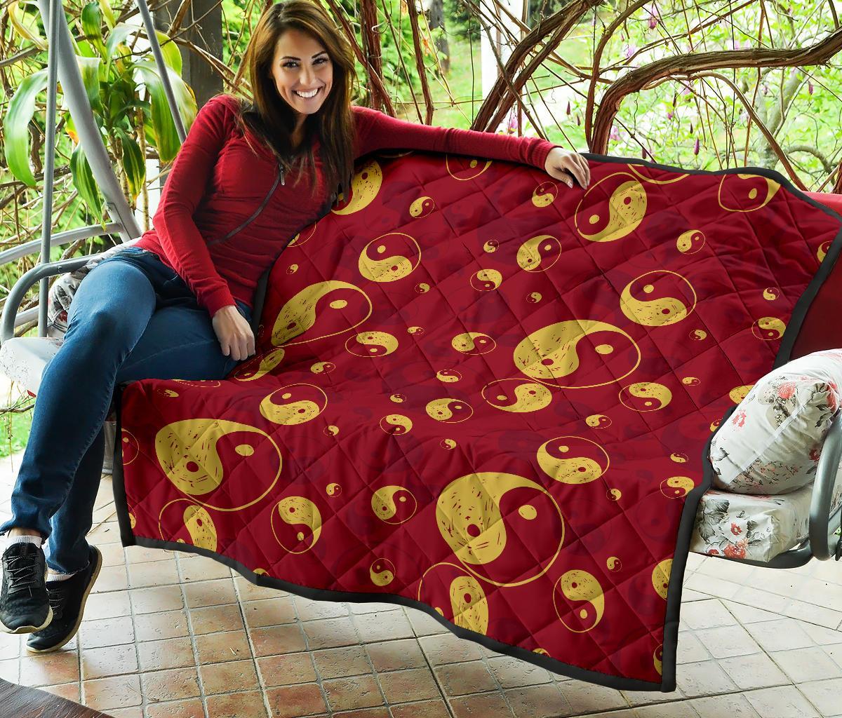 Yin Yang Red Pattern Print Quilt-grizzshop