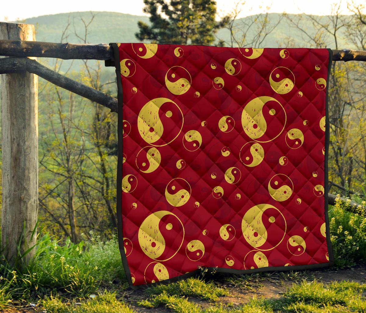 Yin Yang Red Pattern Print Quilt-grizzshop
