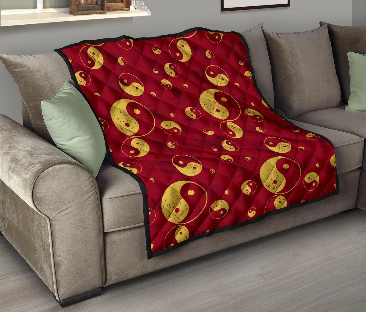 Yin Yang Red Pattern Print Quilt-grizzshop