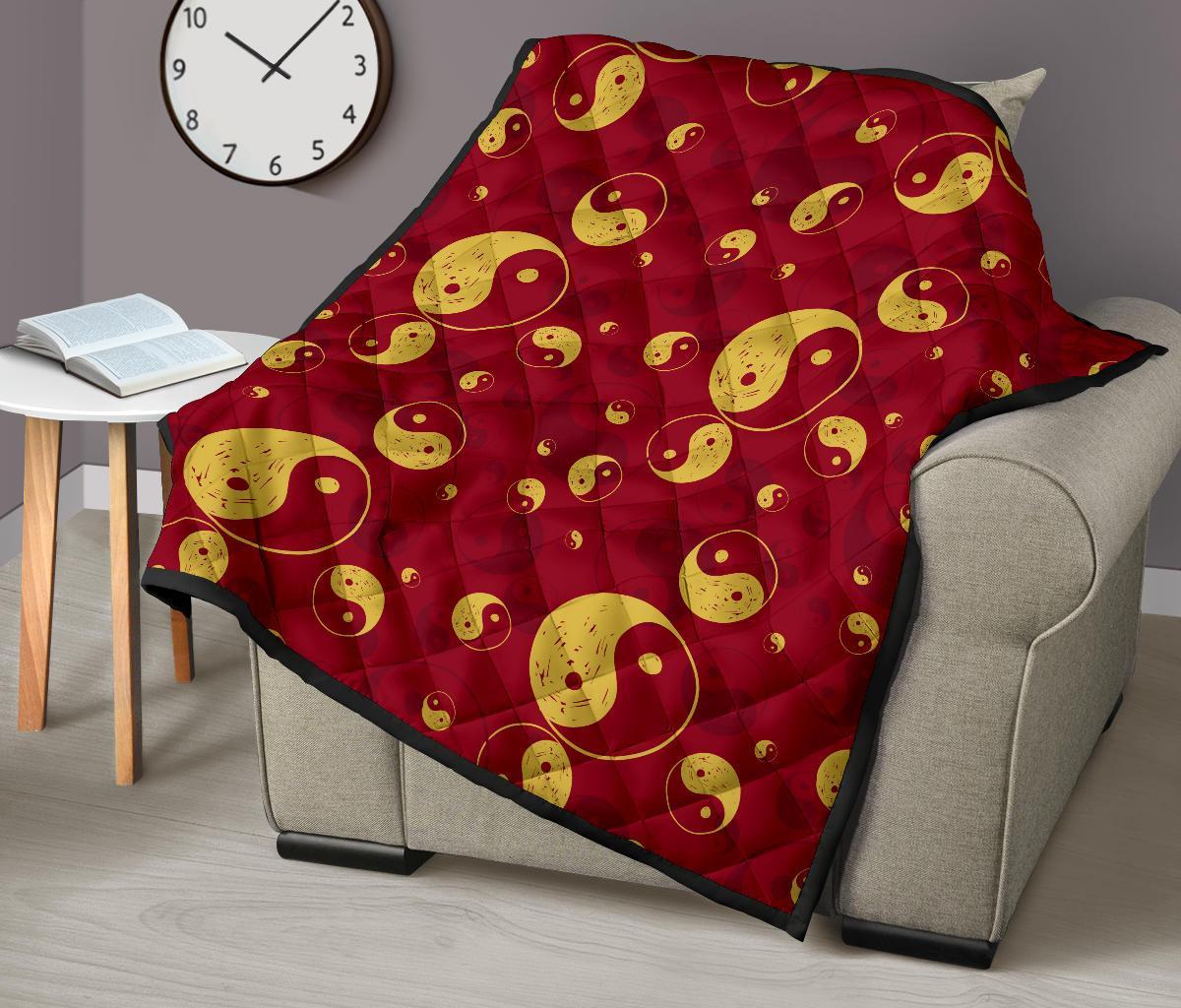 Yin Yang Red Pattern Print Quilt-grizzshop