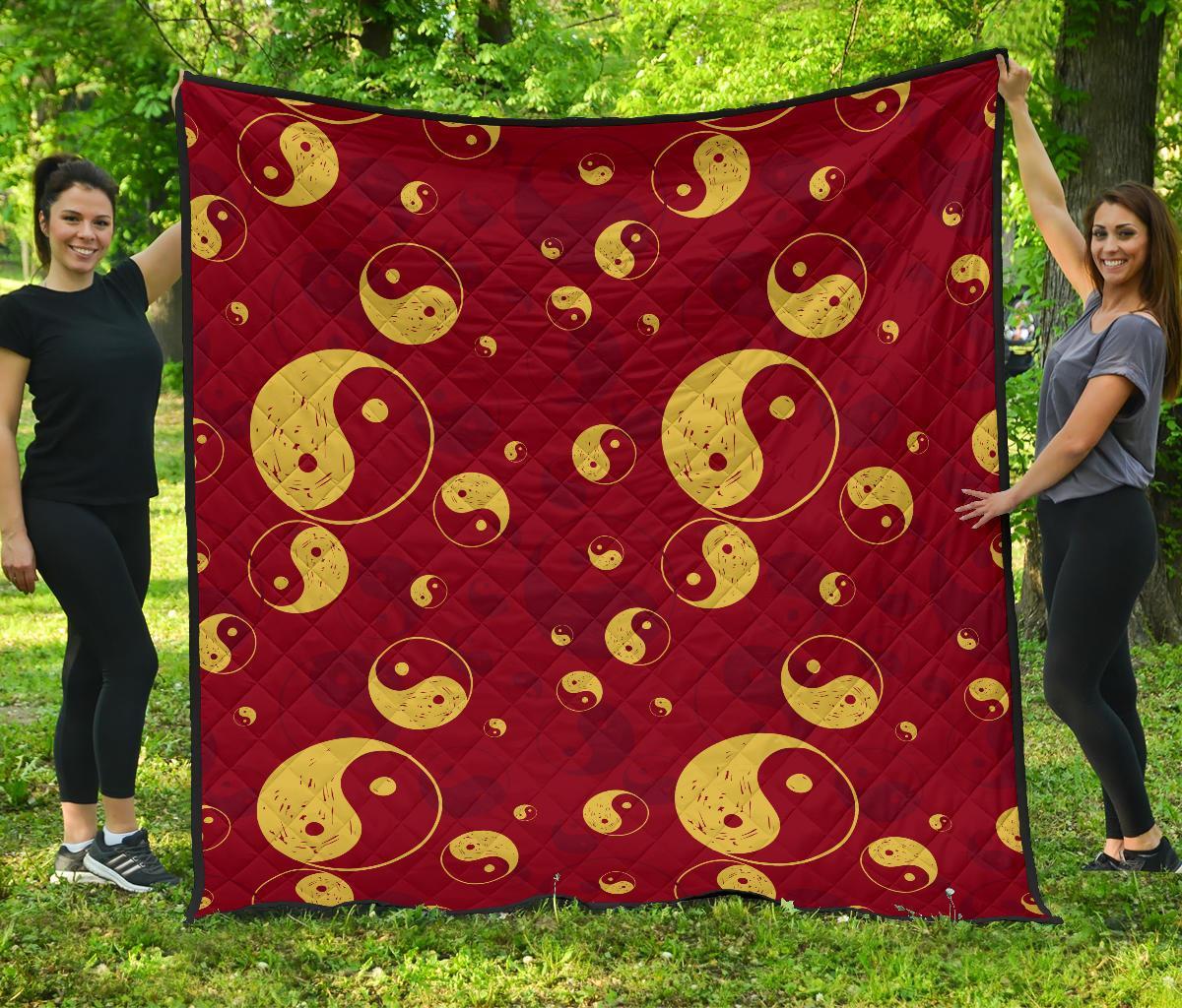 Yin Yang Red Pattern Print Quilt-grizzshop