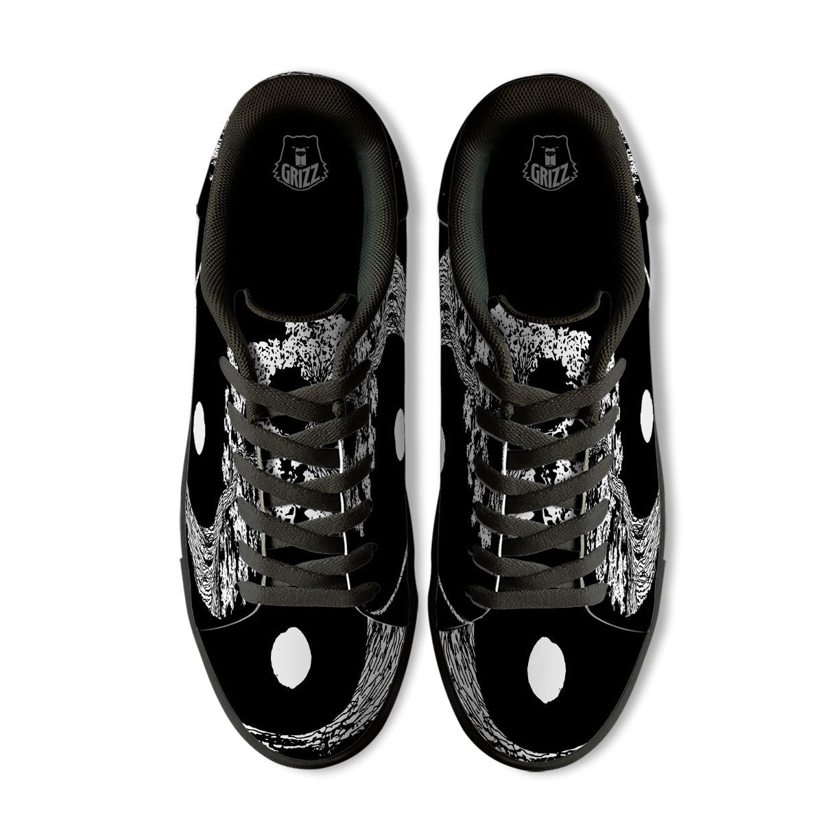Yin Yang Roots Print Black Low Top Sneakers-grizzshop