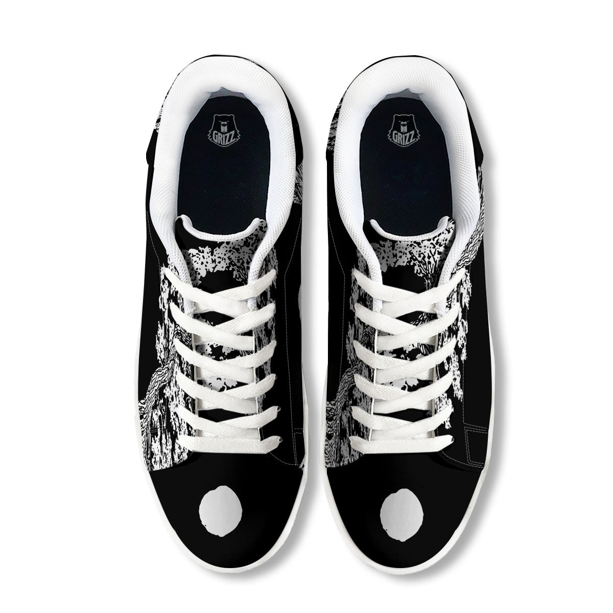 Yin Yang Roots Print White Low Top Sneakers-grizzshop