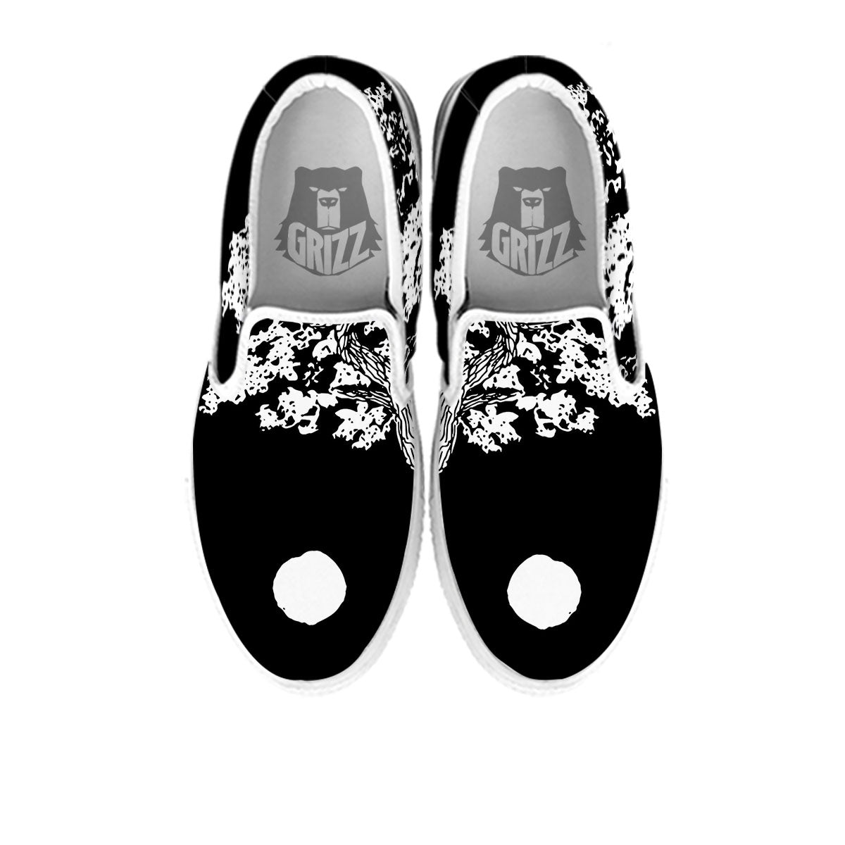 Yin Yang Roots Print White Slip On Shoes-grizzshop
