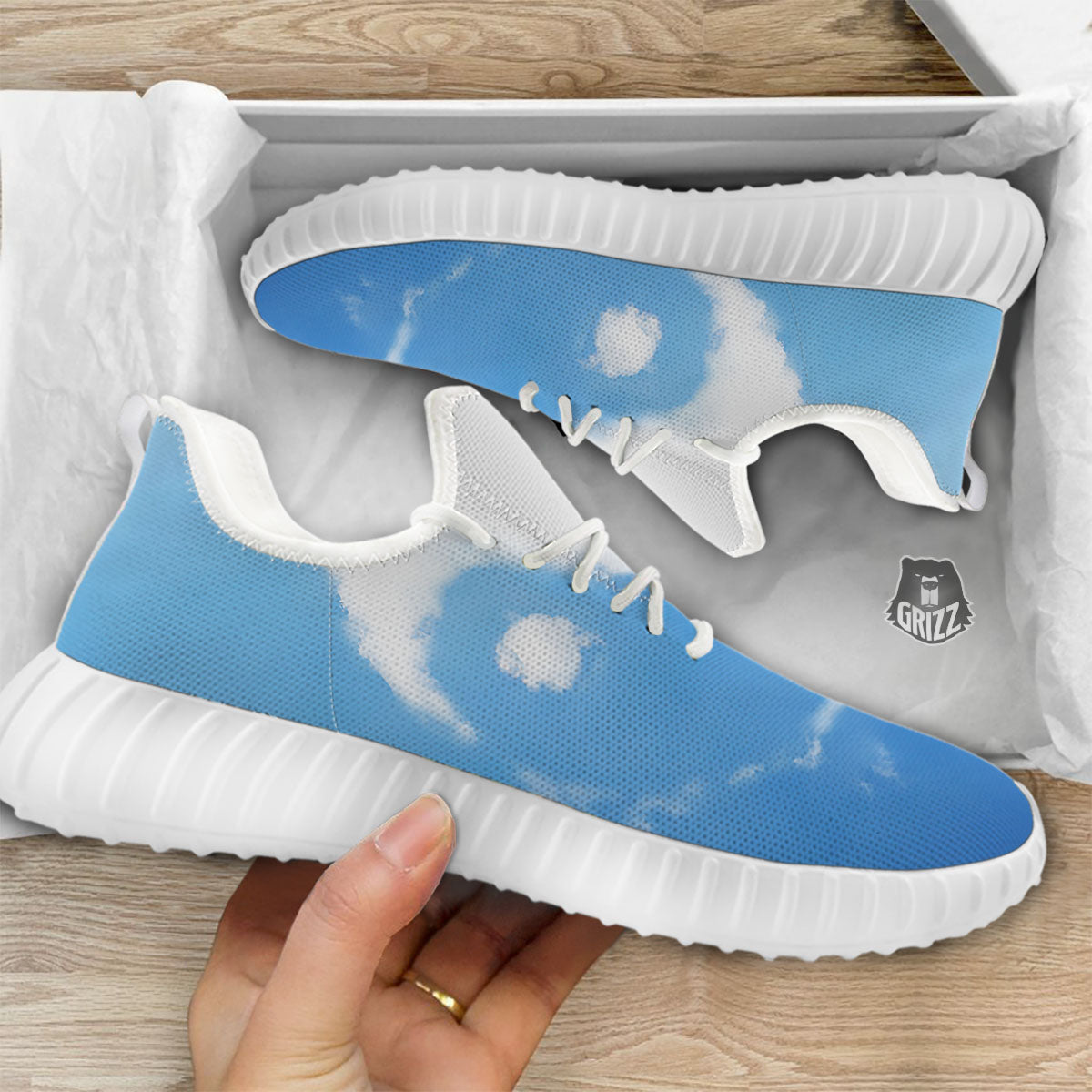 Yin Yang Space And Sky Print White Walking Shoes-grizzshop
