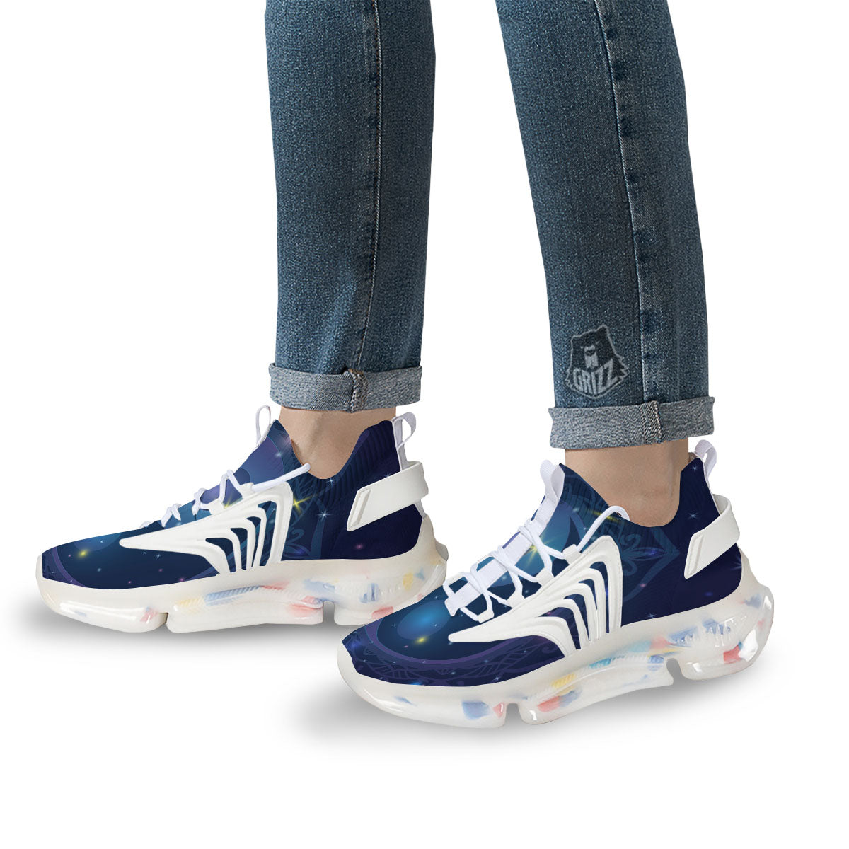 Yin Yang Space Print White Gym Shoes-grizzshop