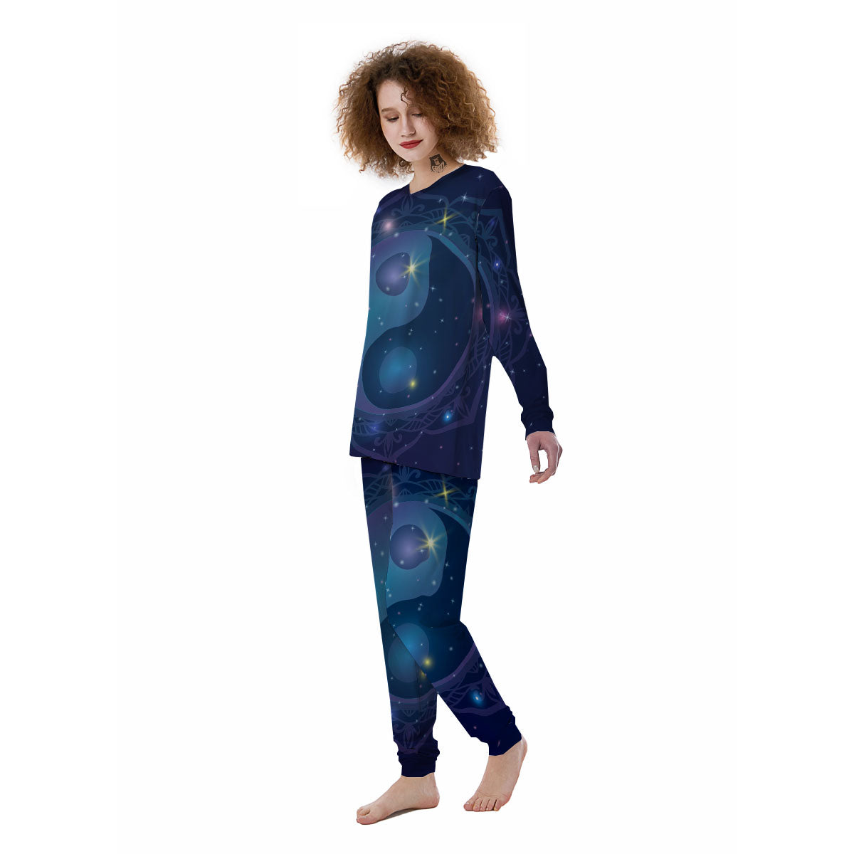 Yin Yang Space Print Women's Pajamas-grizzshop