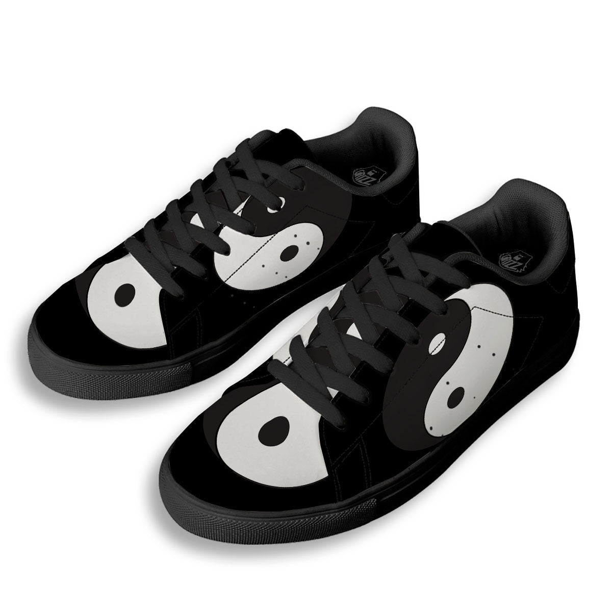 Yin Yang Symbol White And Black Print Black Low Top Sneakers-grizzshop