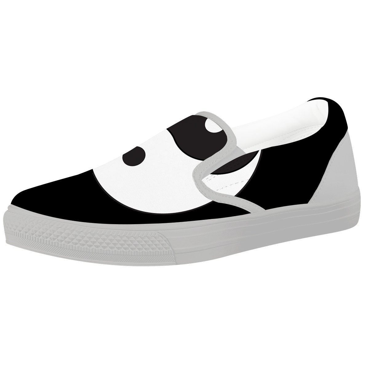 Yin Yang Symbol White And Black Print White Slip On Shoes-grizzshop
