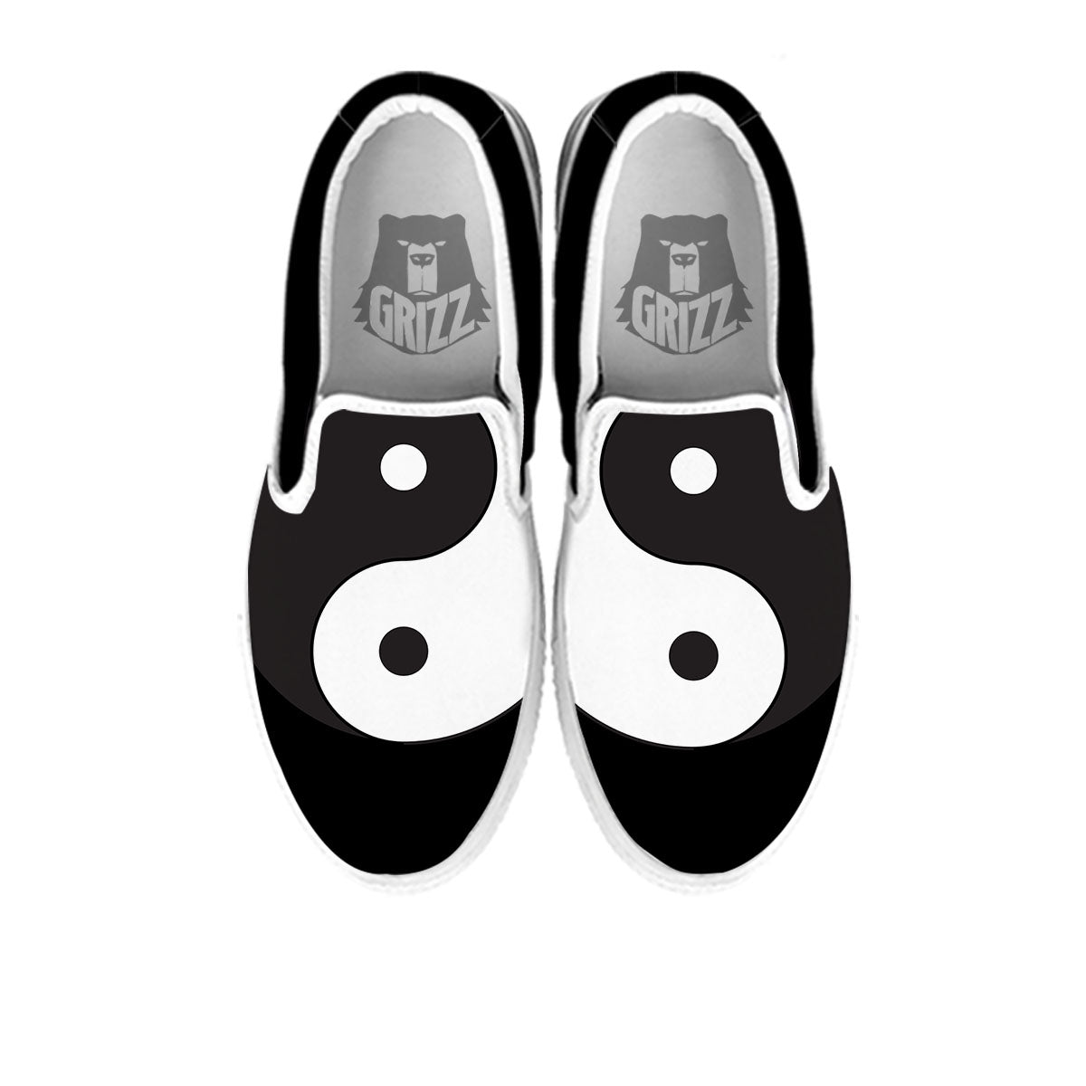 Yin Yang Symbol White And Black Print White Slip On Shoes-grizzshop