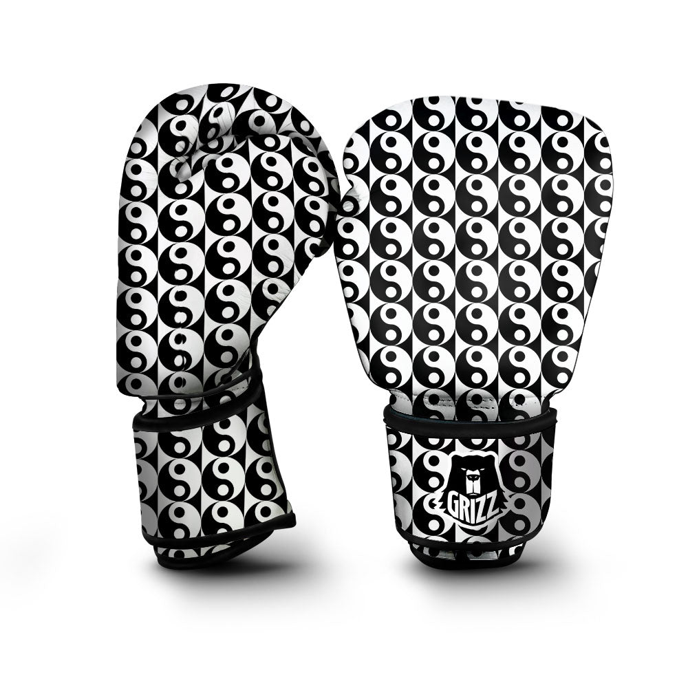 Yin Yang White And Black Print Pattern Boxing Gloves-grizzshop