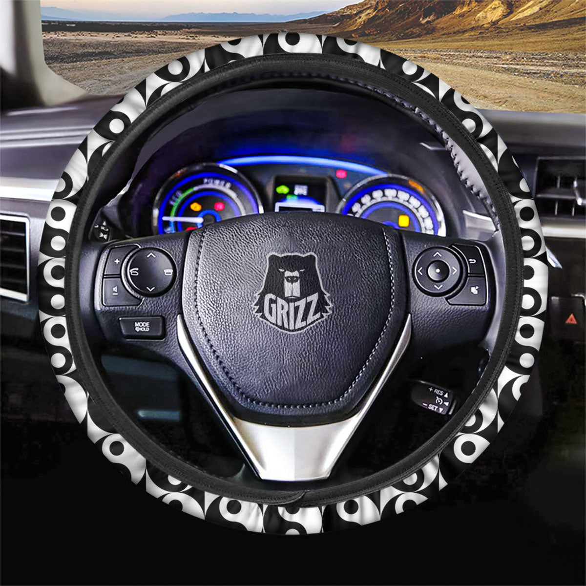 Yin Yang White And Black Print Pattern Car Steering Wheel Cover-grizzshop