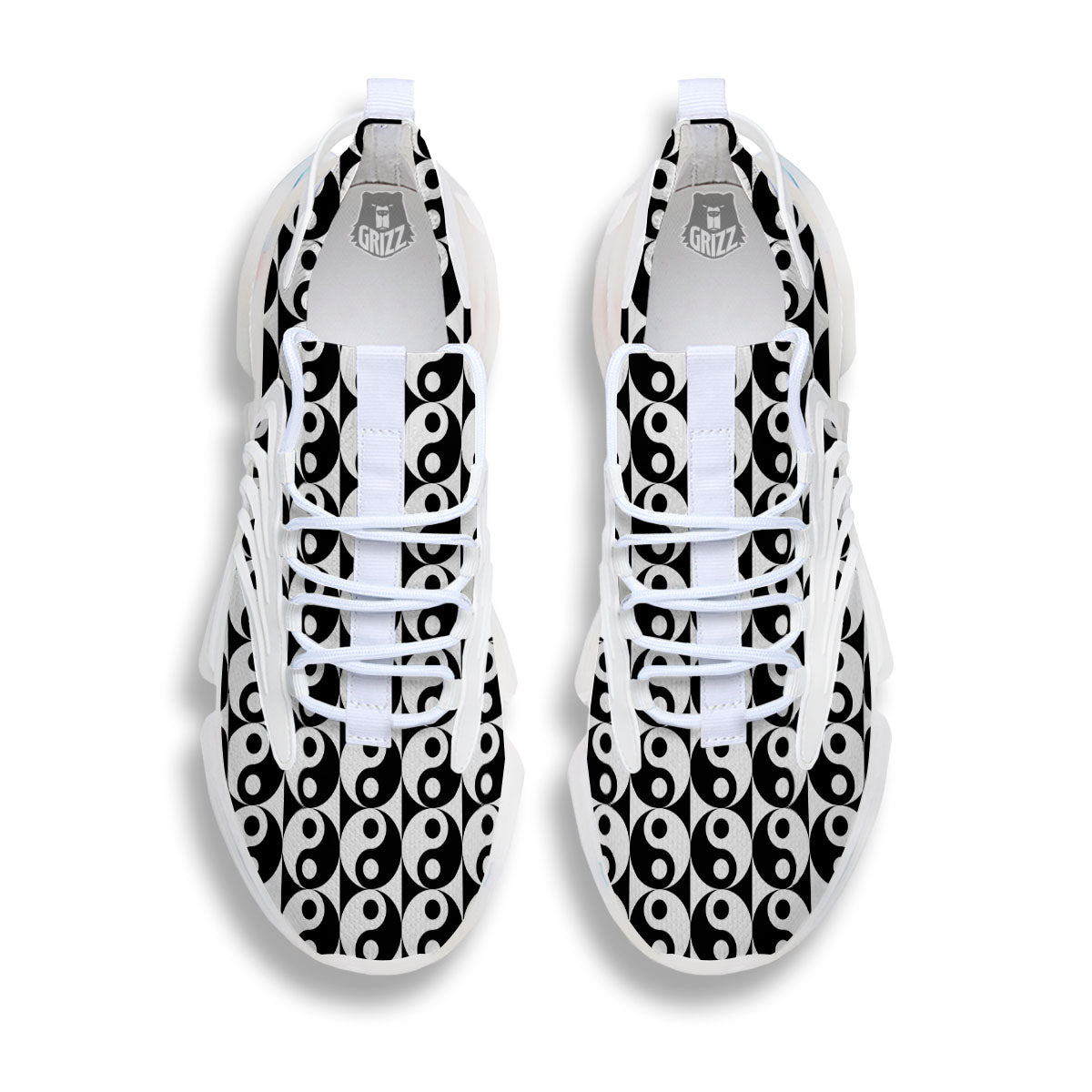 Yin Yang White And Black Print Pattern White Gym Shoes-grizzshop