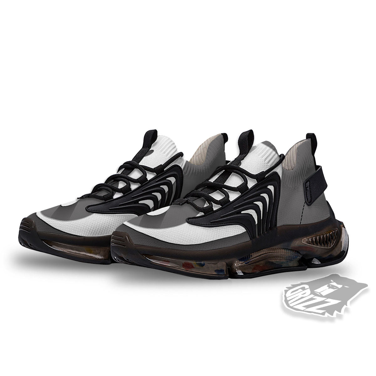 Yin Yang White And Sliver Print Black Gym Shoes-grizzshop