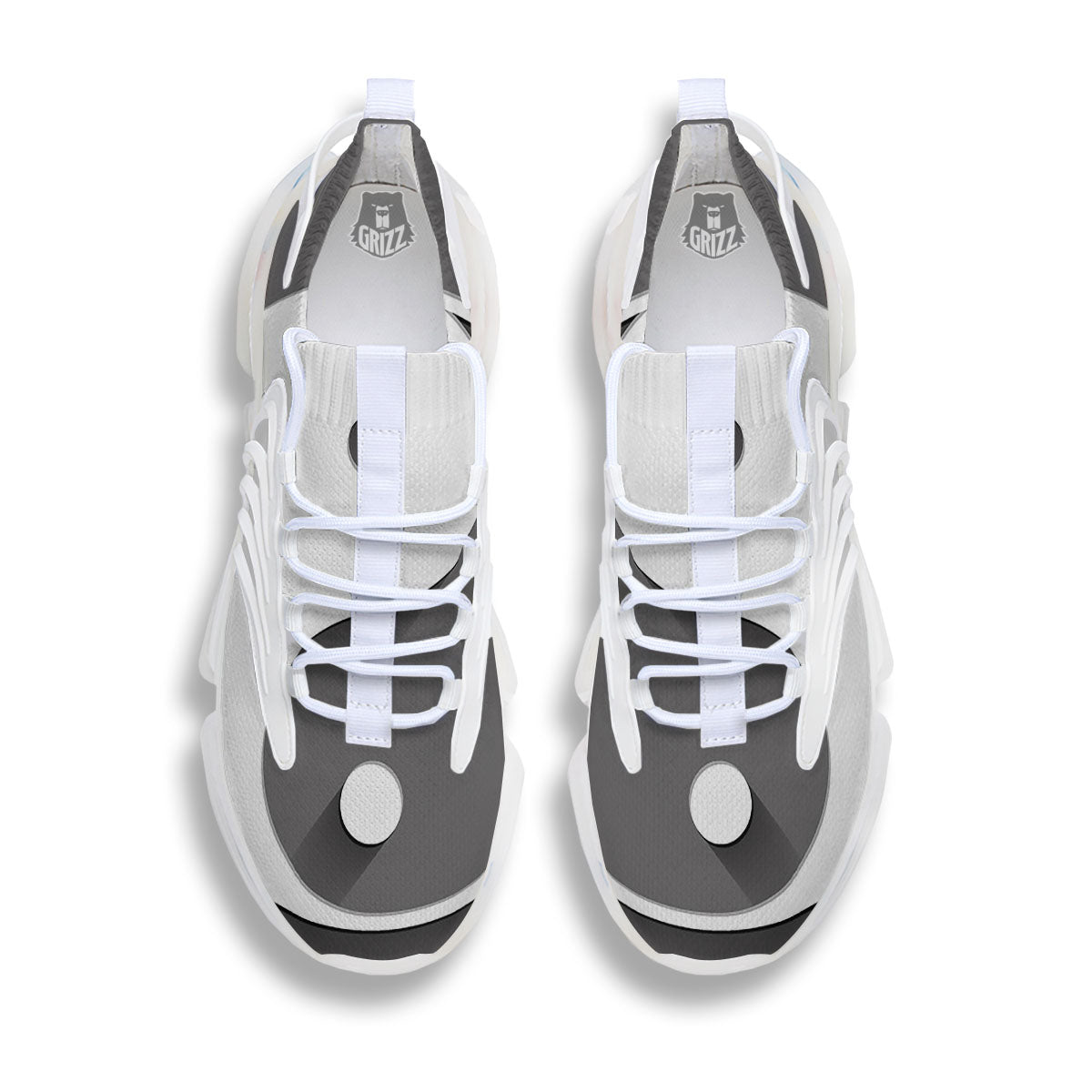 Yin Yang White And Sliver Print White Gym Shoes-grizzshop