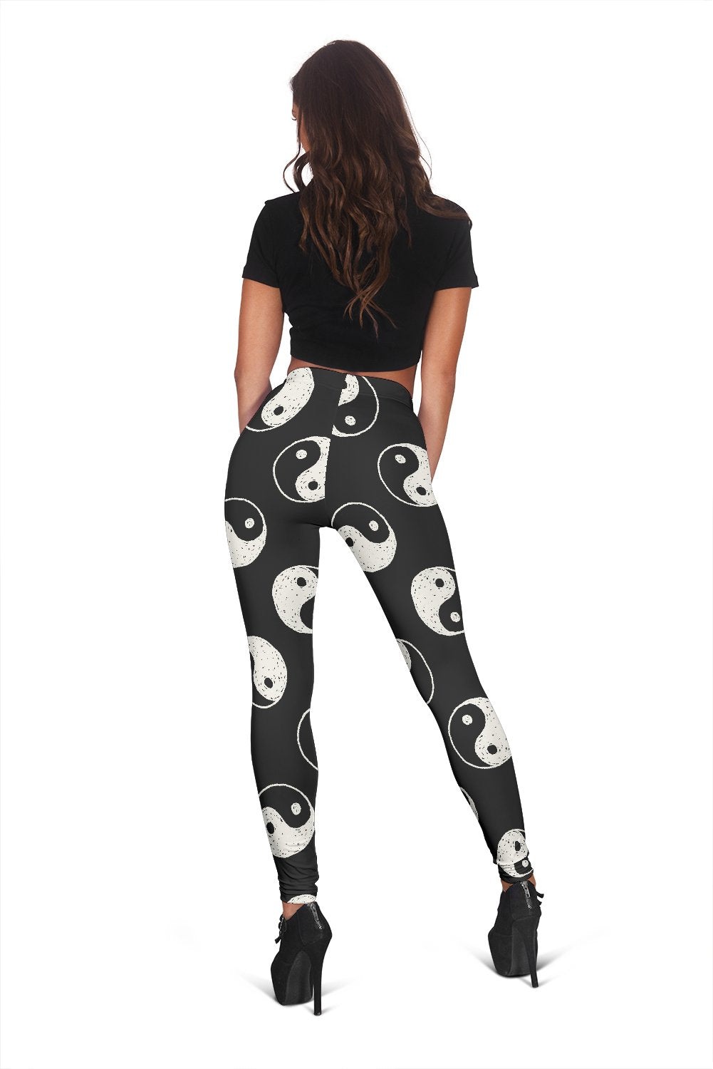 Yin Yang Black Pattern Print Women Leggings-grizzshop