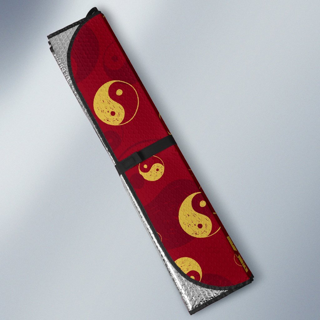 Yin Yang Red Pattern Print Car Sun Shade-grizzshop