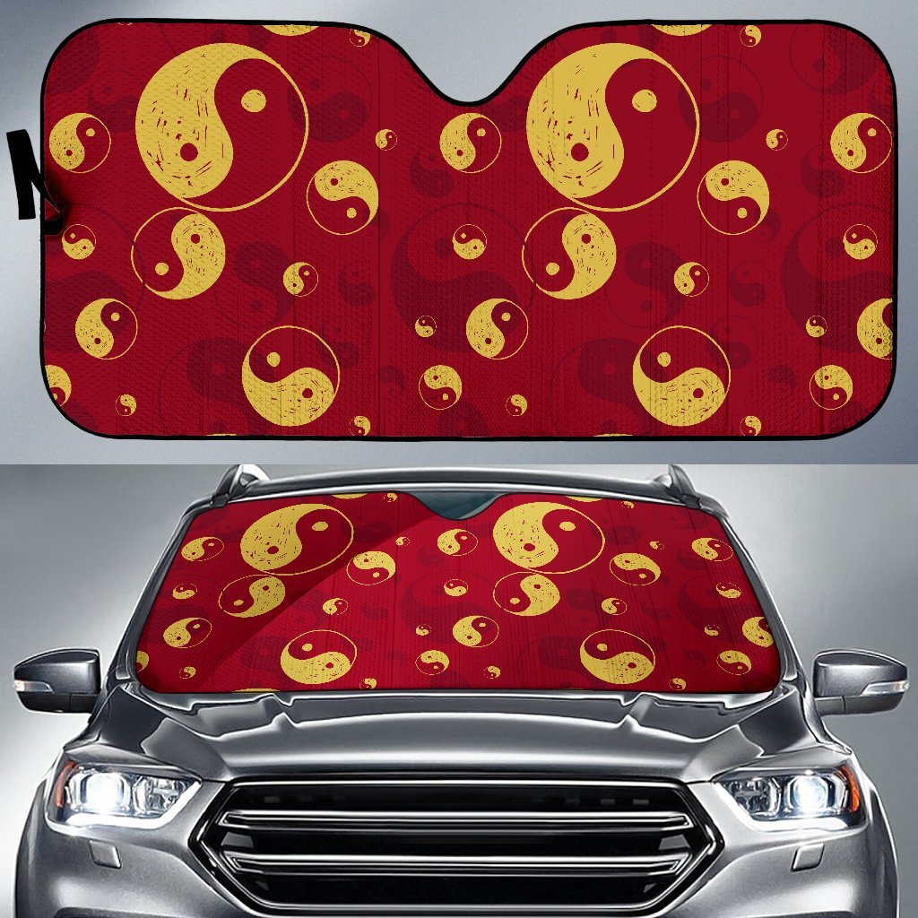Yin Yang Red Pattern Print Car Sun Shade-grizzshop