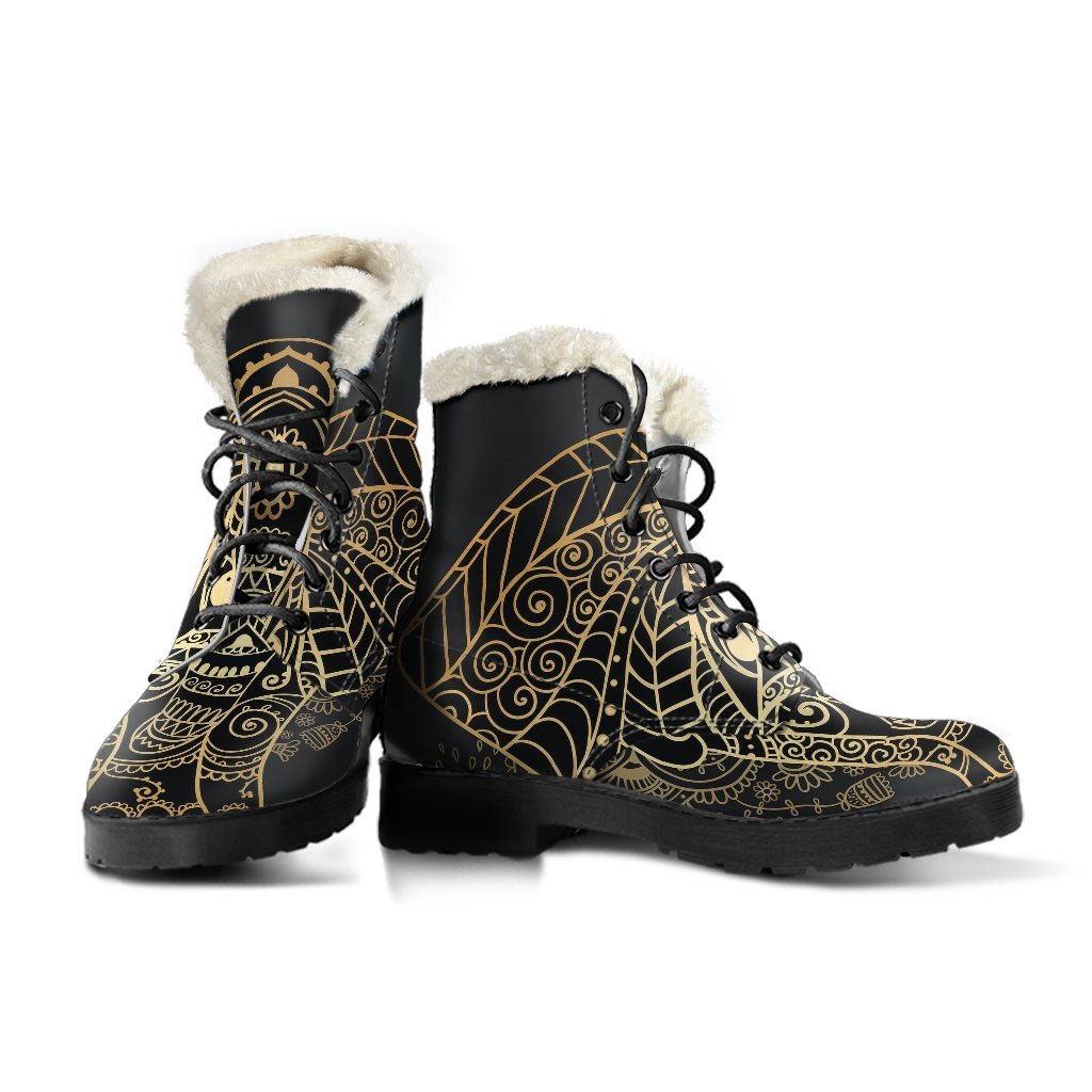 Yoga Elephant Mandala Comfy Winter Boots-grizzshop