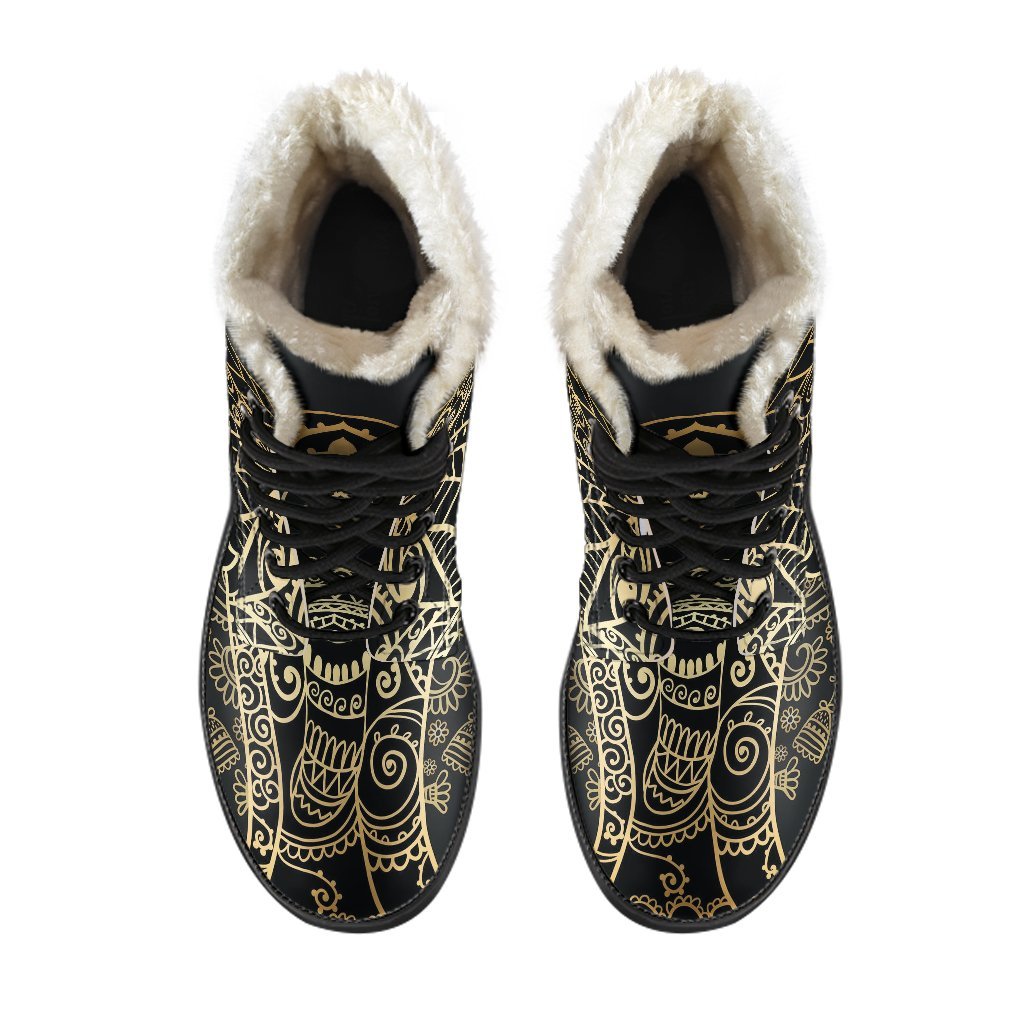 Yoga Elephant Mandala Comfy Winter Boots-grizzshop