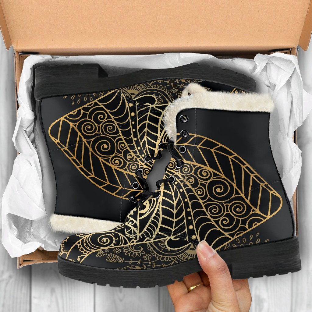 Yoga Elephant Mandala Comfy Winter Boots-grizzshop