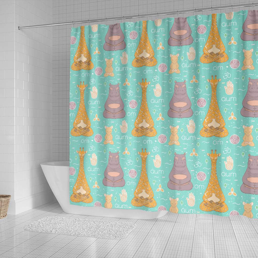 Yoga Meditation Pattern Print Bathroom Shower Curtain-grizzshop
