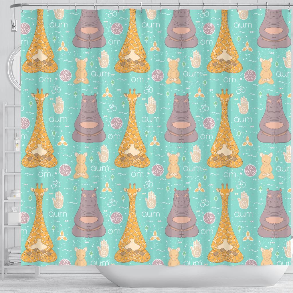 Yoga Meditation Pattern Print Bathroom Shower Curtain-grizzshop