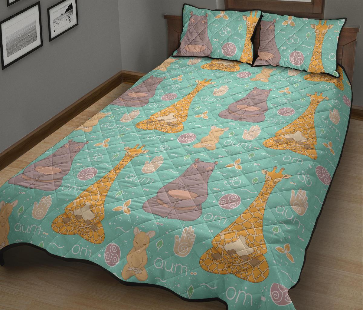 Yoga Meditation Pattern Print Bed Set Quilt-grizzshop