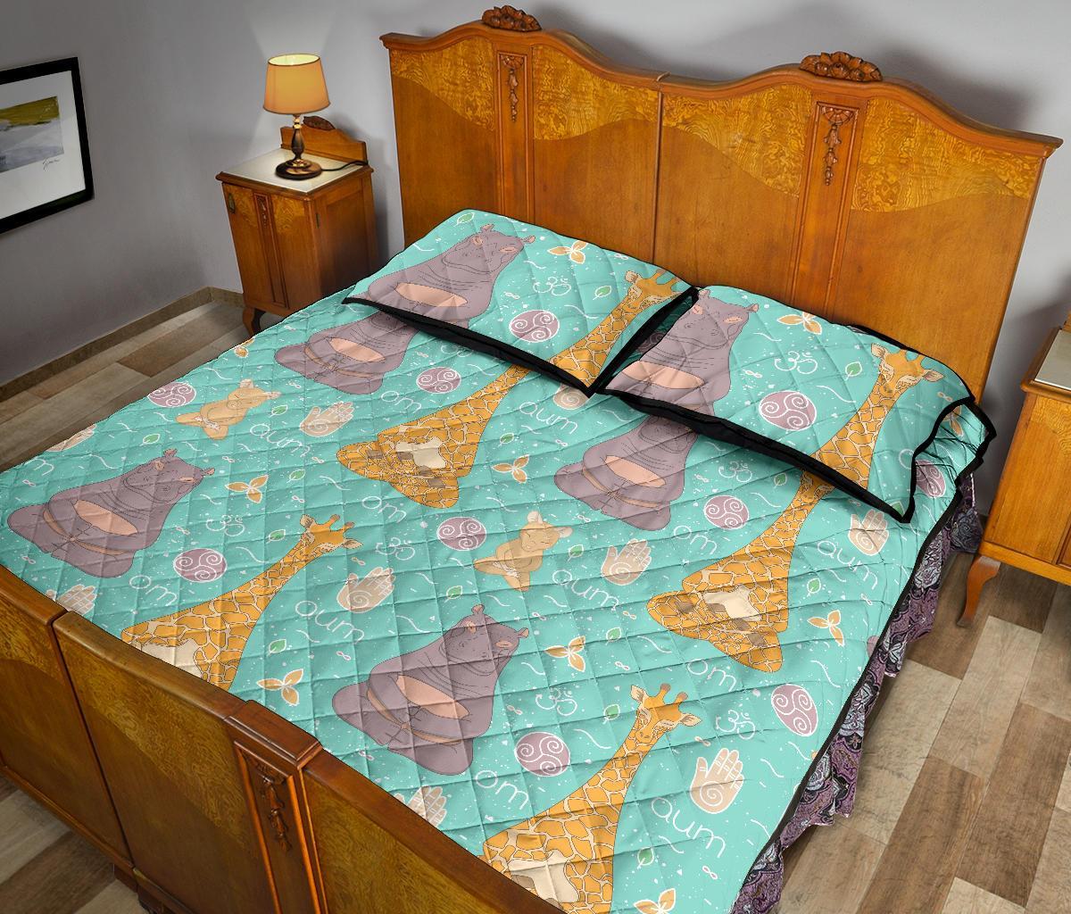 Yoga Meditation Pattern Print Bed Set Quilt-grizzshop