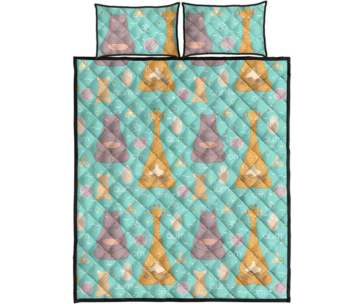 Yoga Meditation Pattern Print Bed Set Quilt-grizzshop