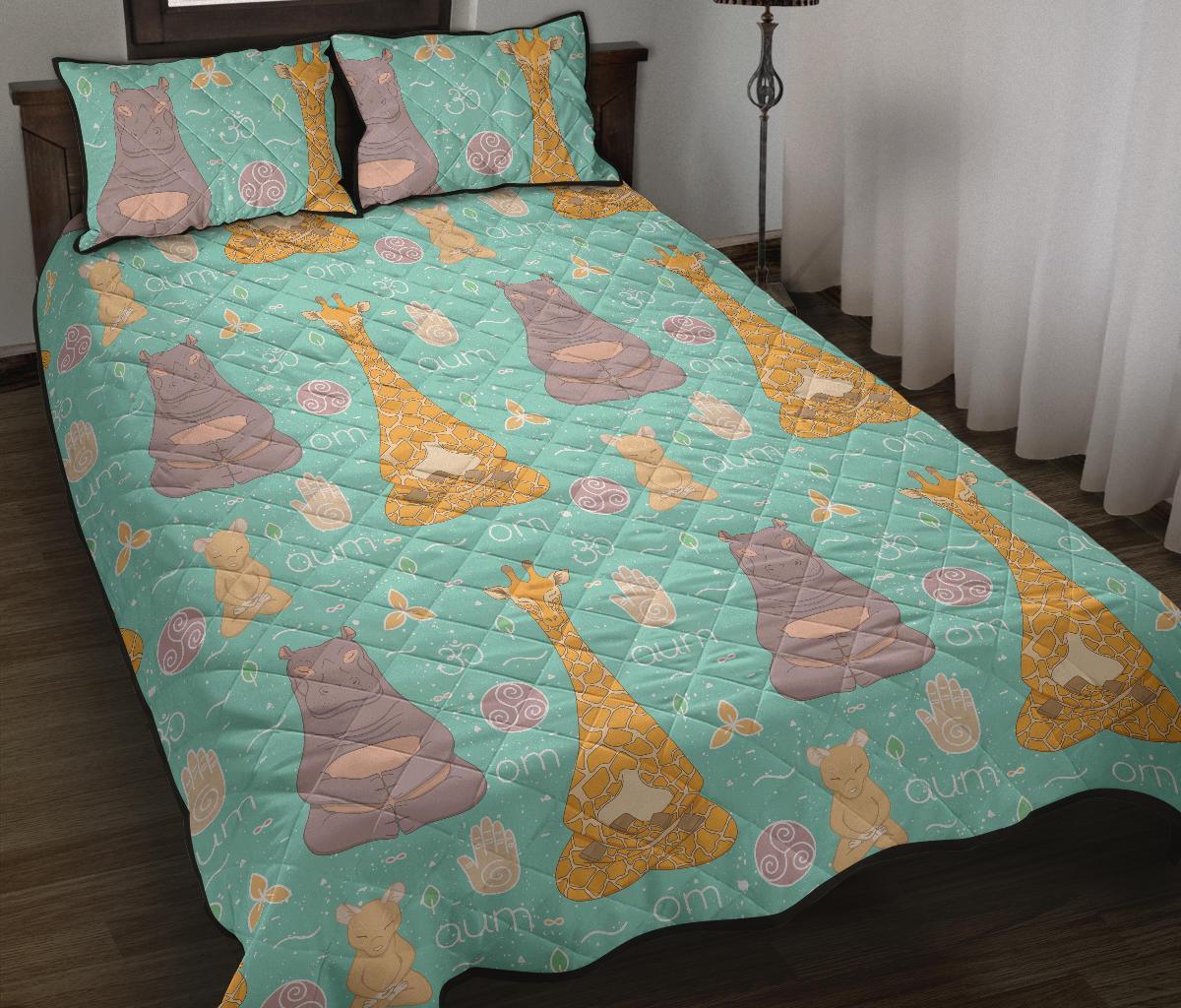 Yoga Meditation Pattern Print Bed Set Quilt-grizzshop