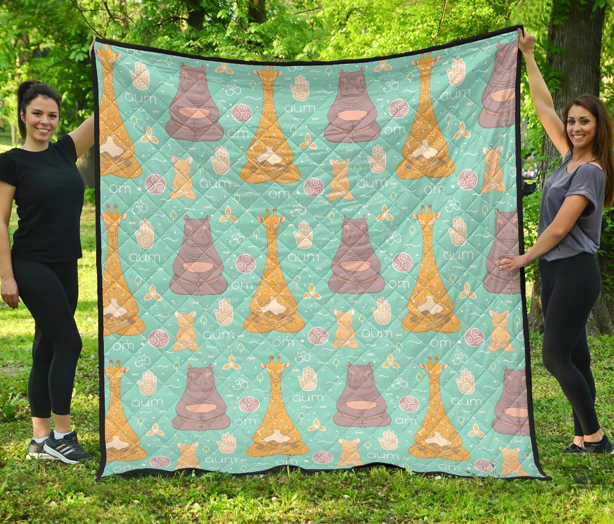 Yoga Meditation Pattern Print Quilt-grizzshop