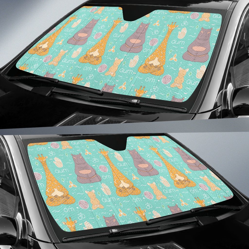 Yoga Meditation Pattern Print Car Sun Shade-grizzshop