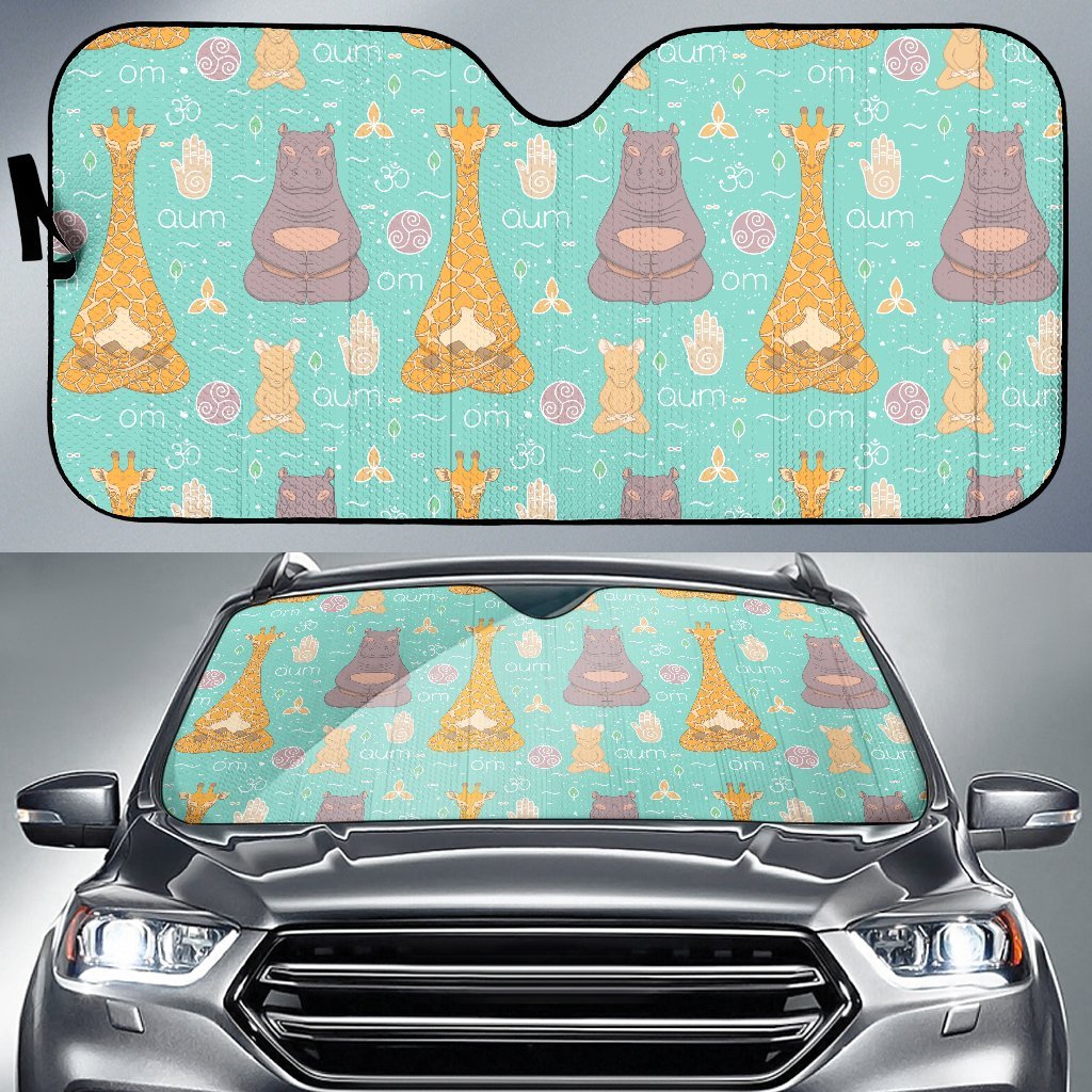 Yoga Meditation Pattern Print Car Sun Shade-grizzshop