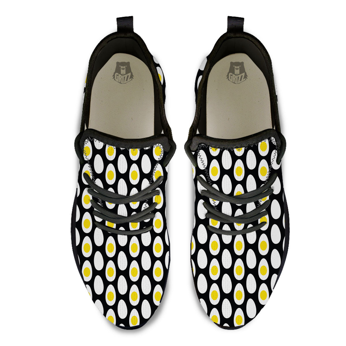 Yolk Egg Print Pattern Black Athletic Shoes-grizzshop