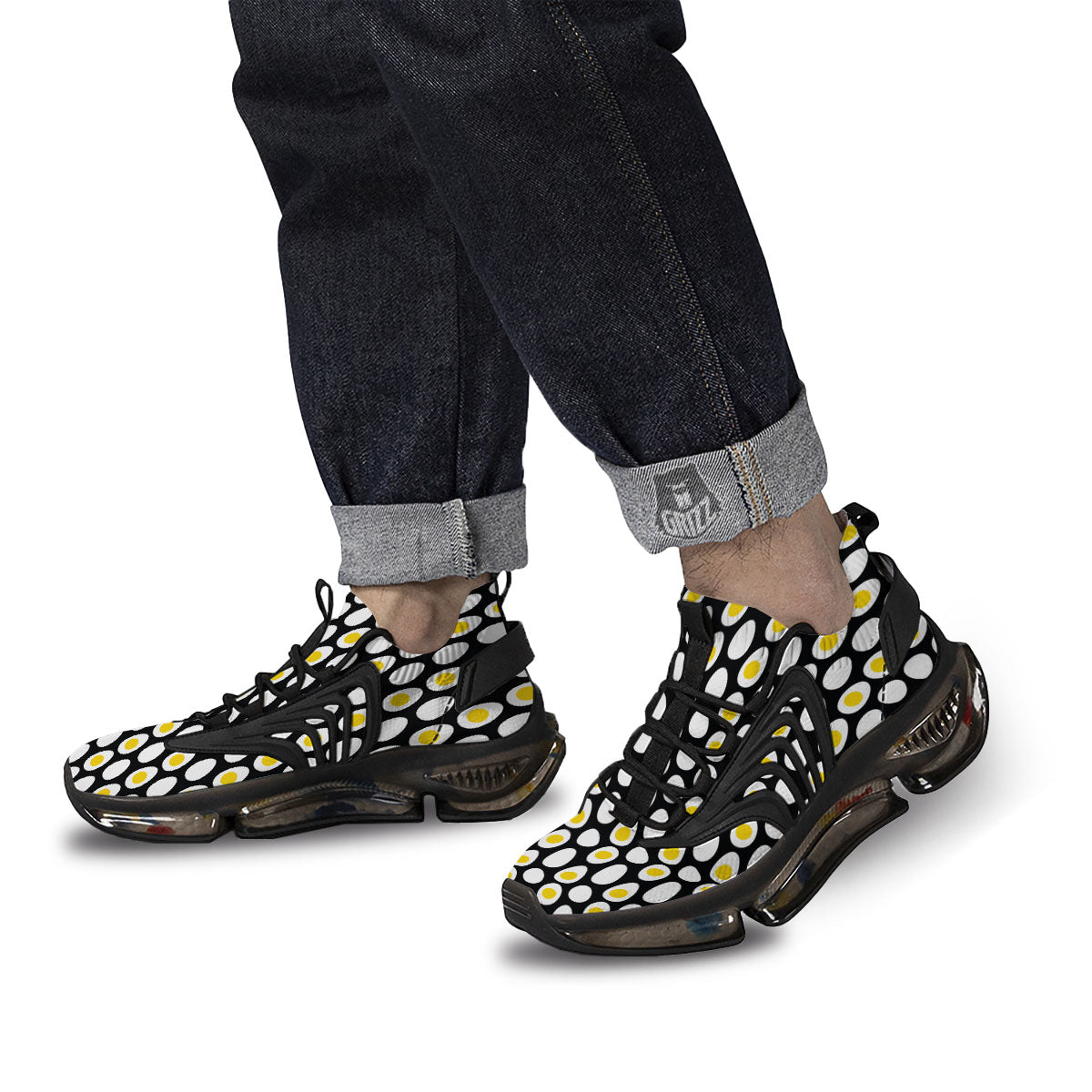 Yolk Egg Print Pattern Black Gym Shoes-grizzshop