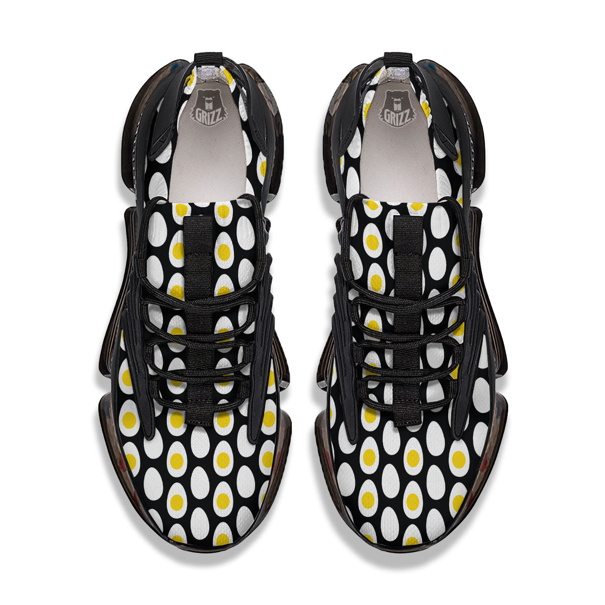 Yolk Egg Print Pattern Black Gym Shoes-grizzshop