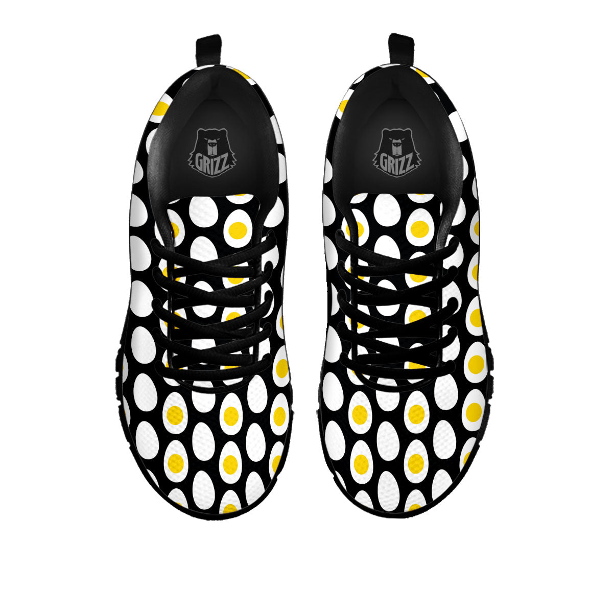 Yolk Egg Print Pattern Black Sneaker-grizzshop