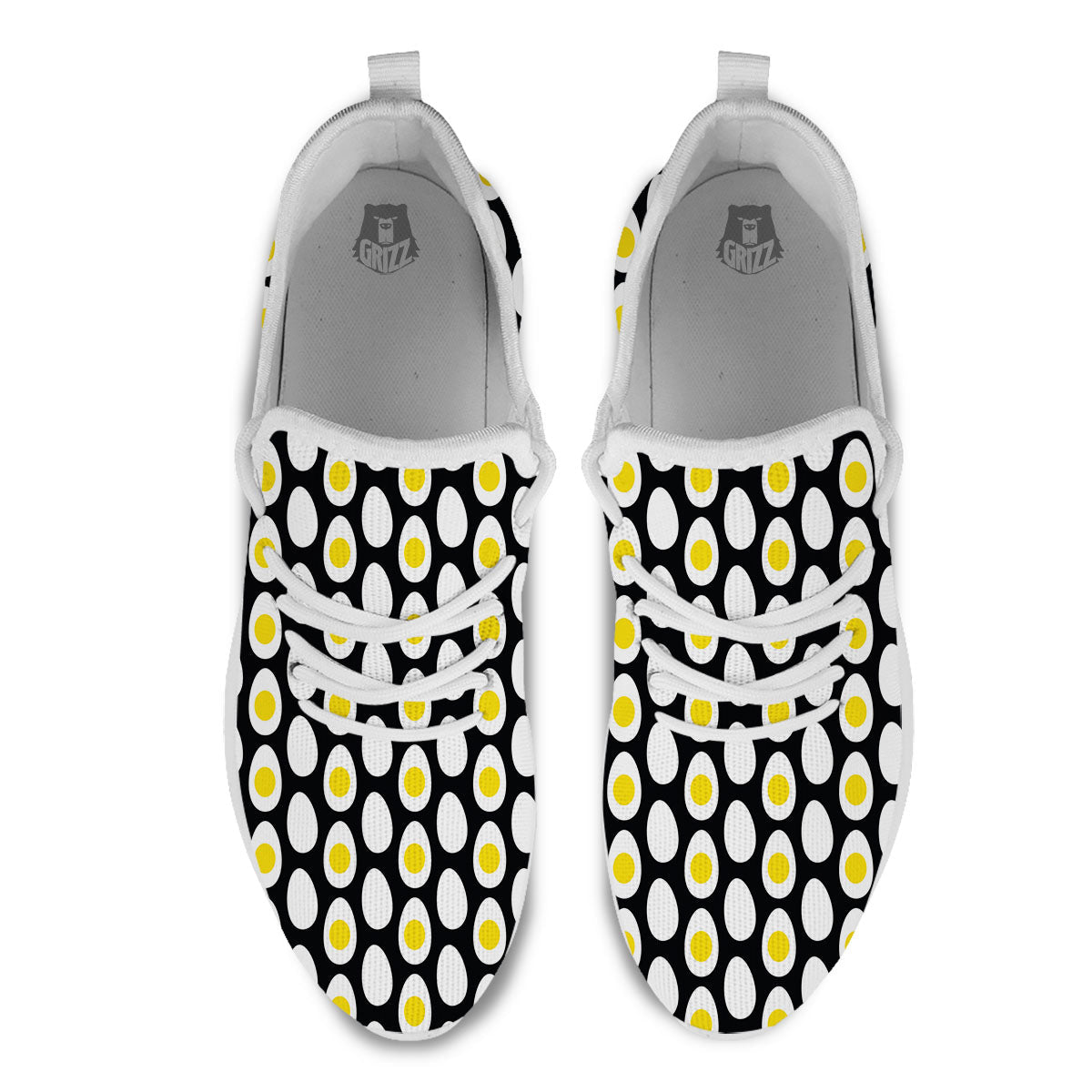 Yolk Egg Print Pattern White Athletic Shoes-grizzshop