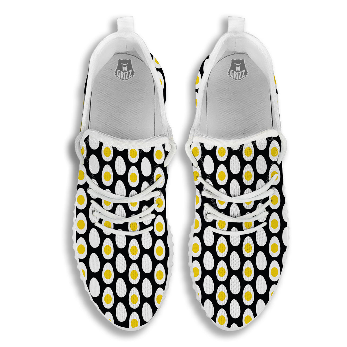 Yolk Egg Print Pattern White Walking Shoes-grizzshop