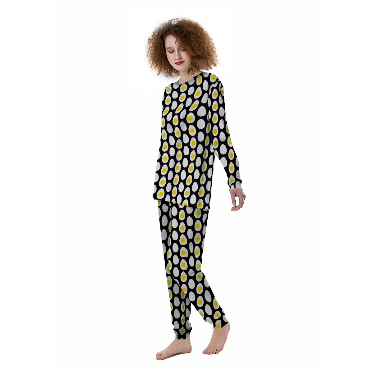 Yolk Egg Print Pattern Women's Pajamas-grizzshop
