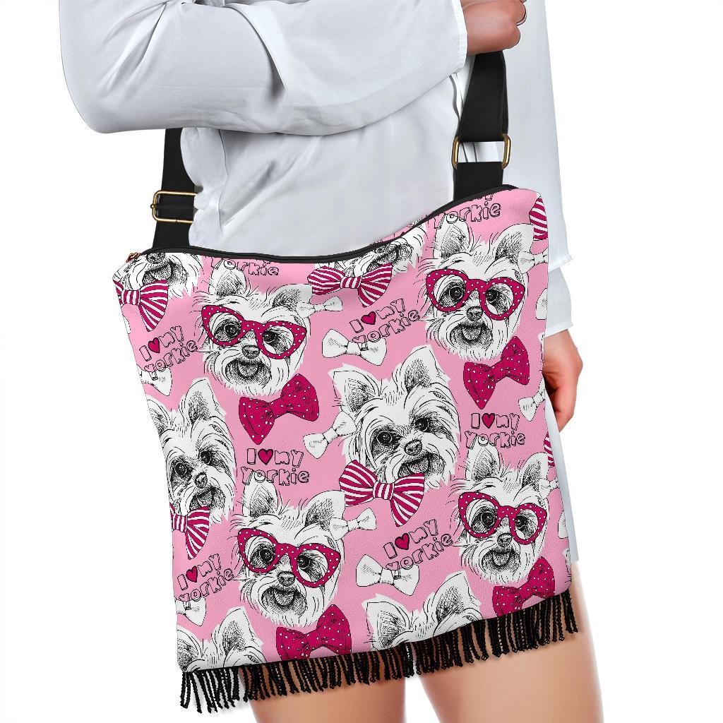 Yorkshire Terrier Dog Puppy Print Pattern Crossbody Bags-grizzshop
